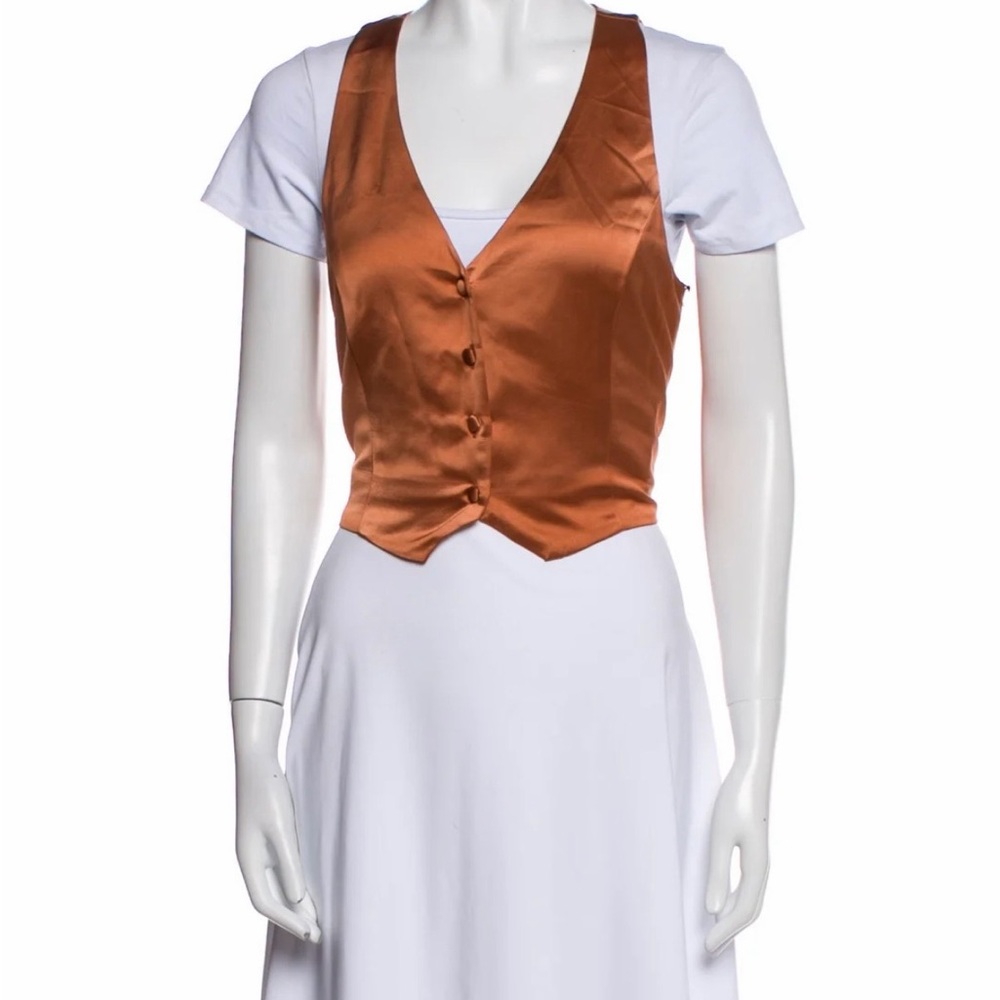 Jason Wu Rust Satin Button-Front Vest Womens size Small